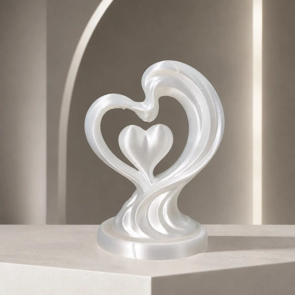 Vortex Dual Heart Decorative Sculpture, Abstract Heart Statue with Hollow Hearts, Ideal for Home Décor, Wedding, Anniversary Gifts