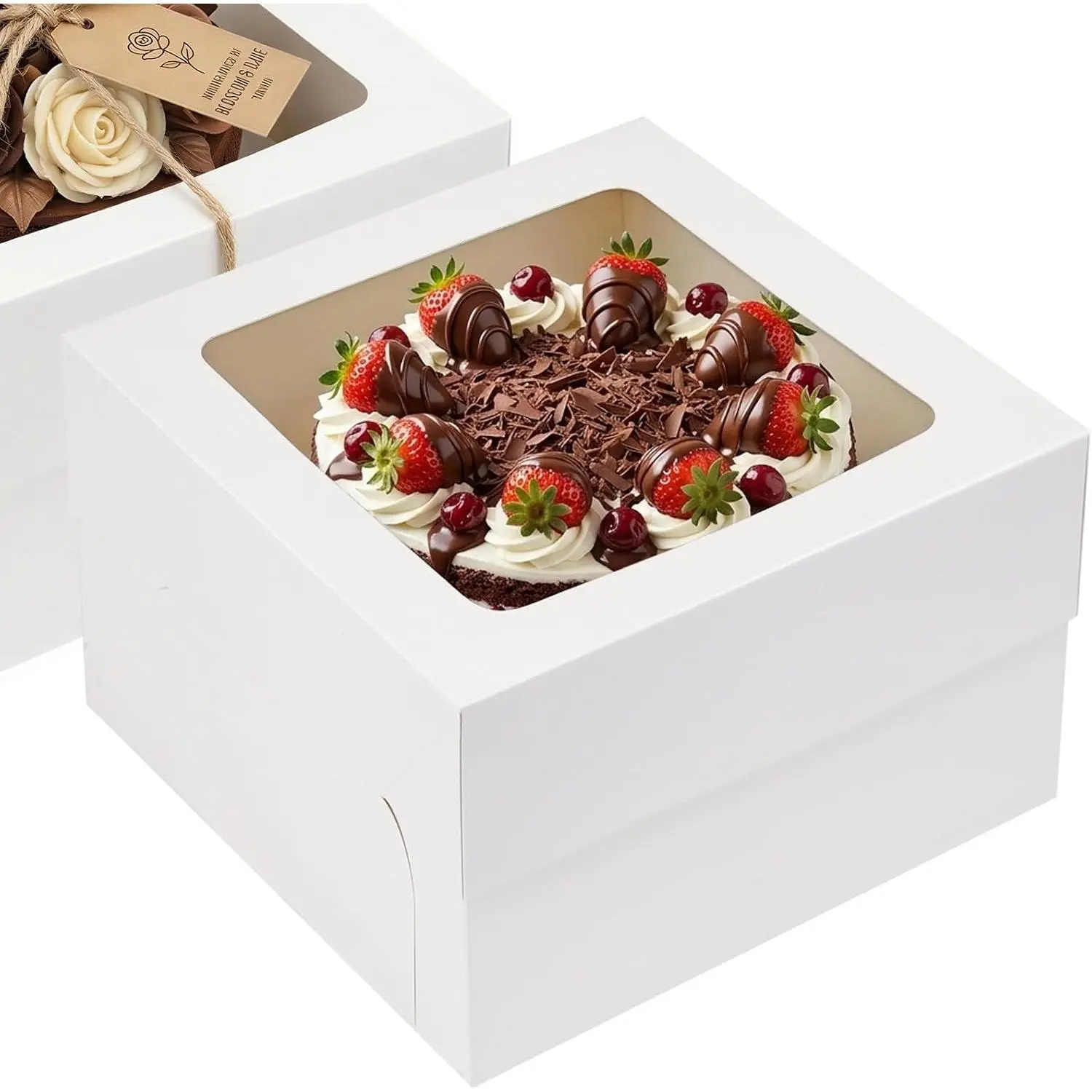 30 count Cake Boxes, 12x12x6 Inch Square Bakery Boxes with Window Cajas Pasteles for Valentine's Day, Mother's Day, Pastries, Chocolates, Cookies, Pie, Birthday Party, Wedding, Easter