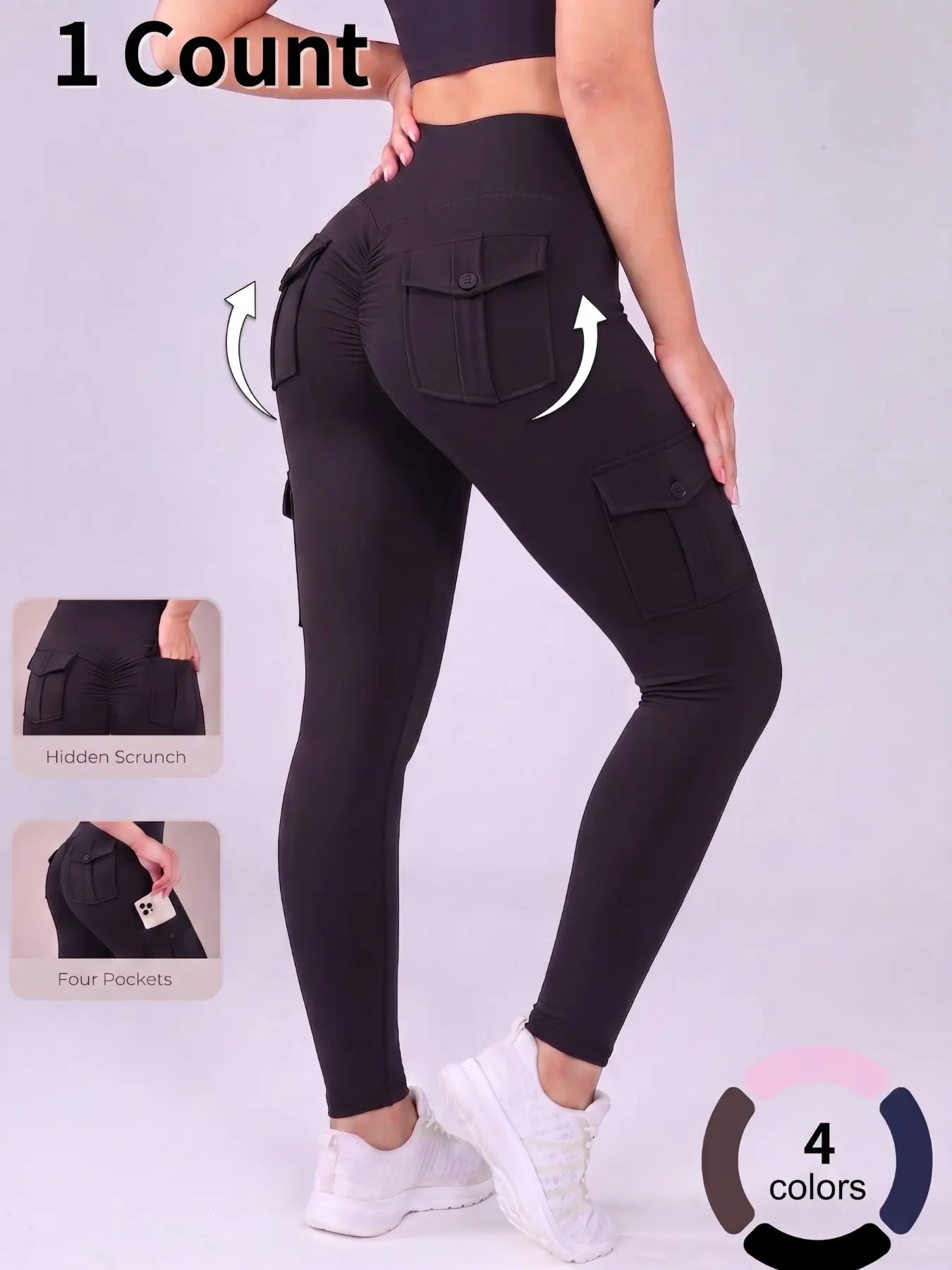 Y2K Women's Sports Cargo Pants with Multiple Pockets, Solid Color, Hip-lifting Yoga Tights,High Elasticity, Stylish And comfortable Workout Pants, Yoga Pants Suitable for Running, Fitness, Pilates, Outdoor hiking, Knit Athletic Pants, Knitted Sports Pants