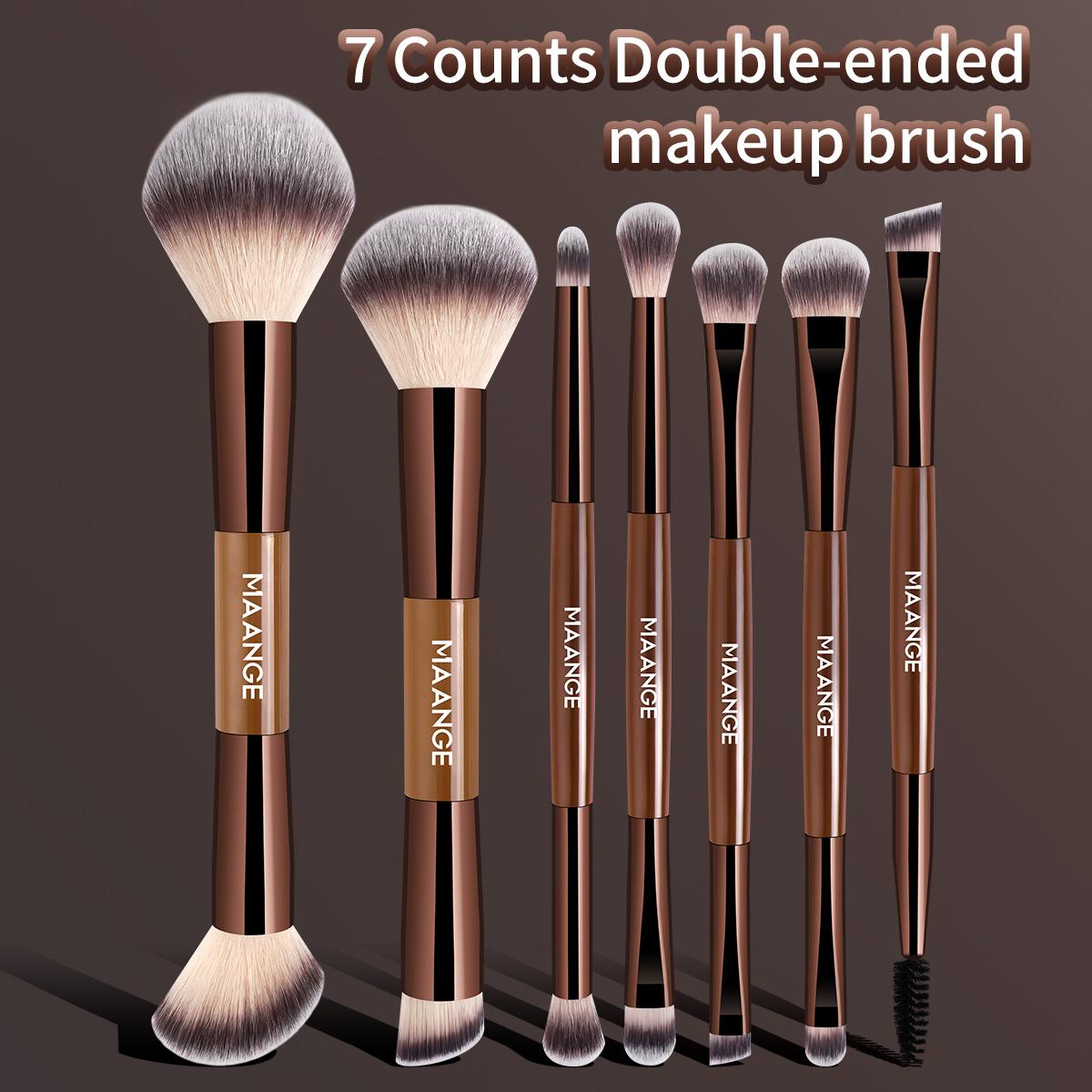 Maange 7-Piece Cosmetic Brush Set: Professional Dual-Ended, Multifunctional Makeup Brushes for Foundation, Concealer, Blush, Eyeshadow, Contour, Bronzer, Powder, Cruelty-Free Peach Dust, Makeup Accessories Gifts for Friends #GLOBAL PICKS
