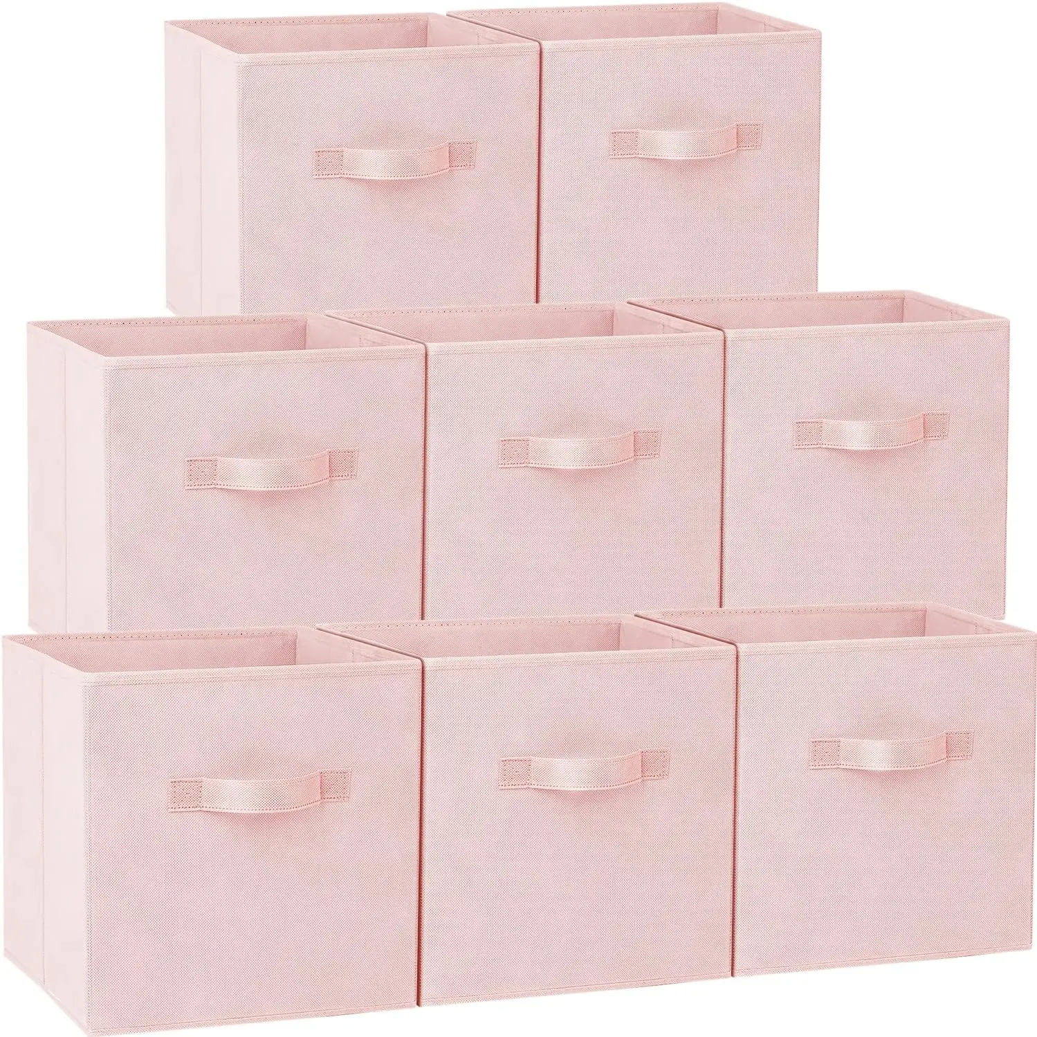 Storage Cubes - 11 Inch Heavy Duty Fabric Storage Bins for Shelves Closet, Cube Organizer - 8 Pack Collapsible Cube Storage Bins Baskets for Organizing Clothes Blankets Toys (Pink)