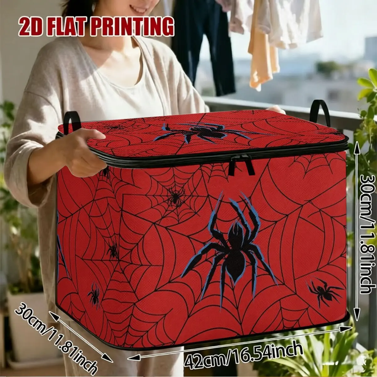 Spider Web Pattern Storage Box, Large Capacity Foldable Organizer, Portable Latch Closure, Ideal for Home & Gifts