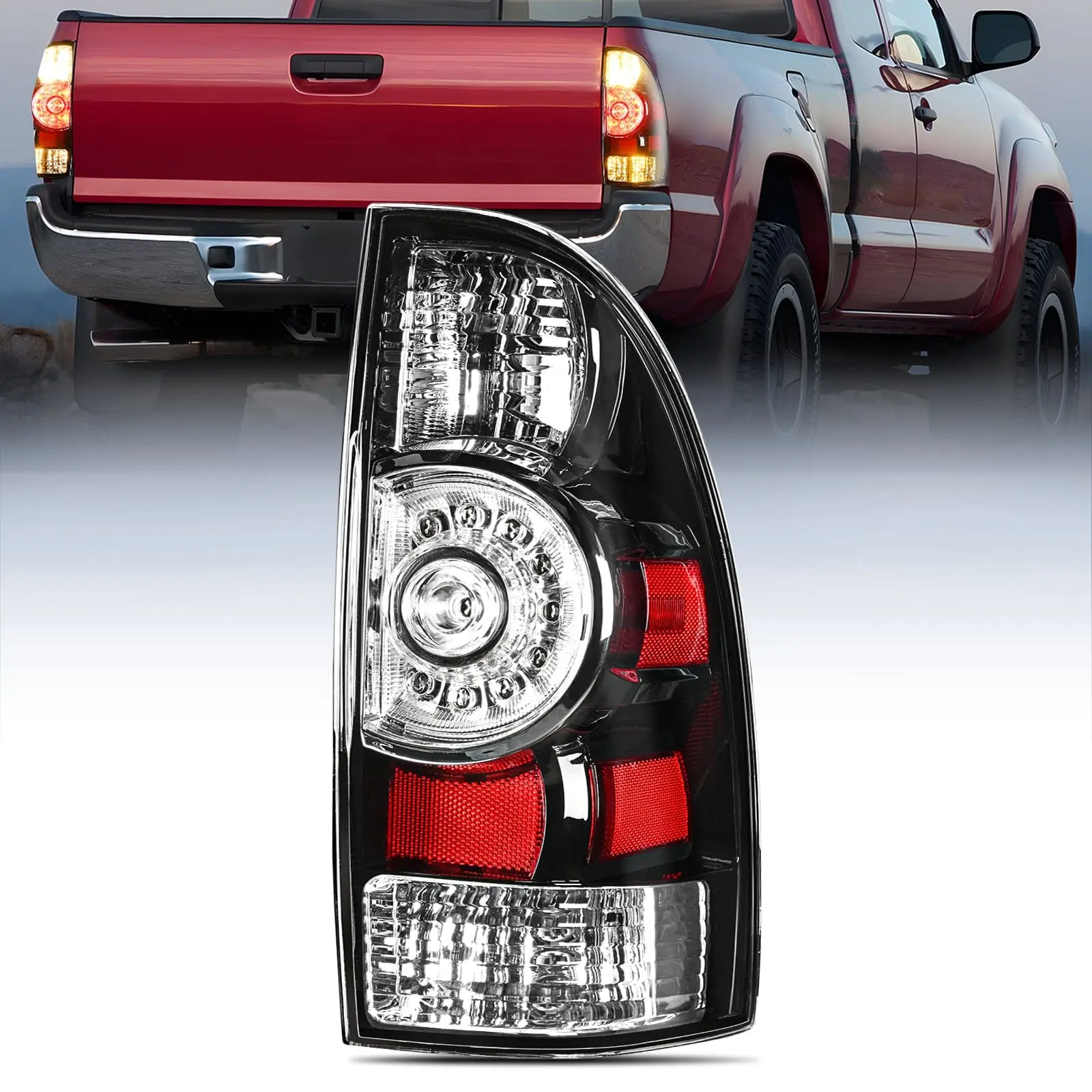Nilight Passenger's Side Taillight Assembly, Compatible with Toyota Tacoma 2005-2015, Black Housing LED Lens, Corrosion Resistant, Waterproof, DOT Compliant, Bulbs Included, Boosts Nighttime Visibility