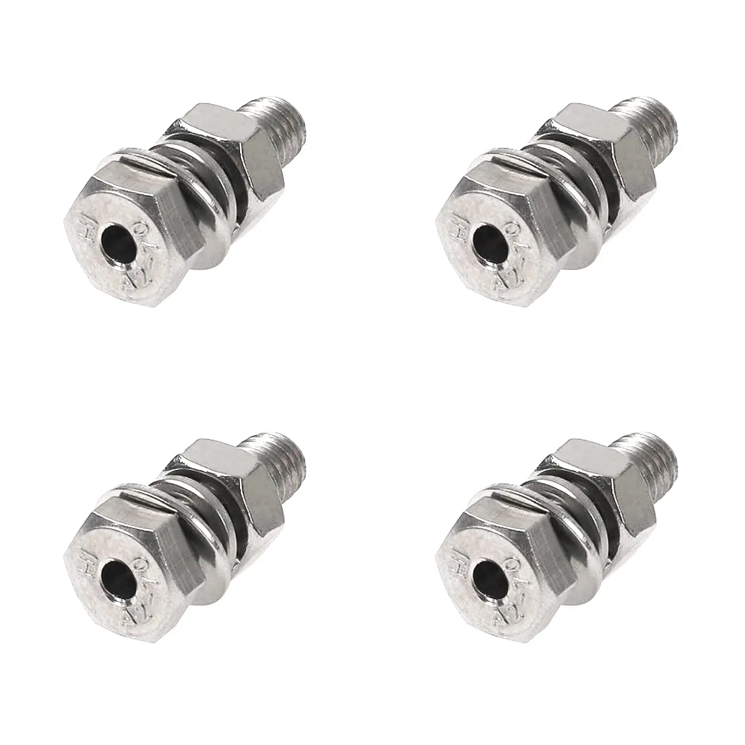 4 count 304 Stainless Steel Cylindrical Hollow External Hexagon Screw Lamp Threading Through Hole Bolt with Washers Nut (M8x25)