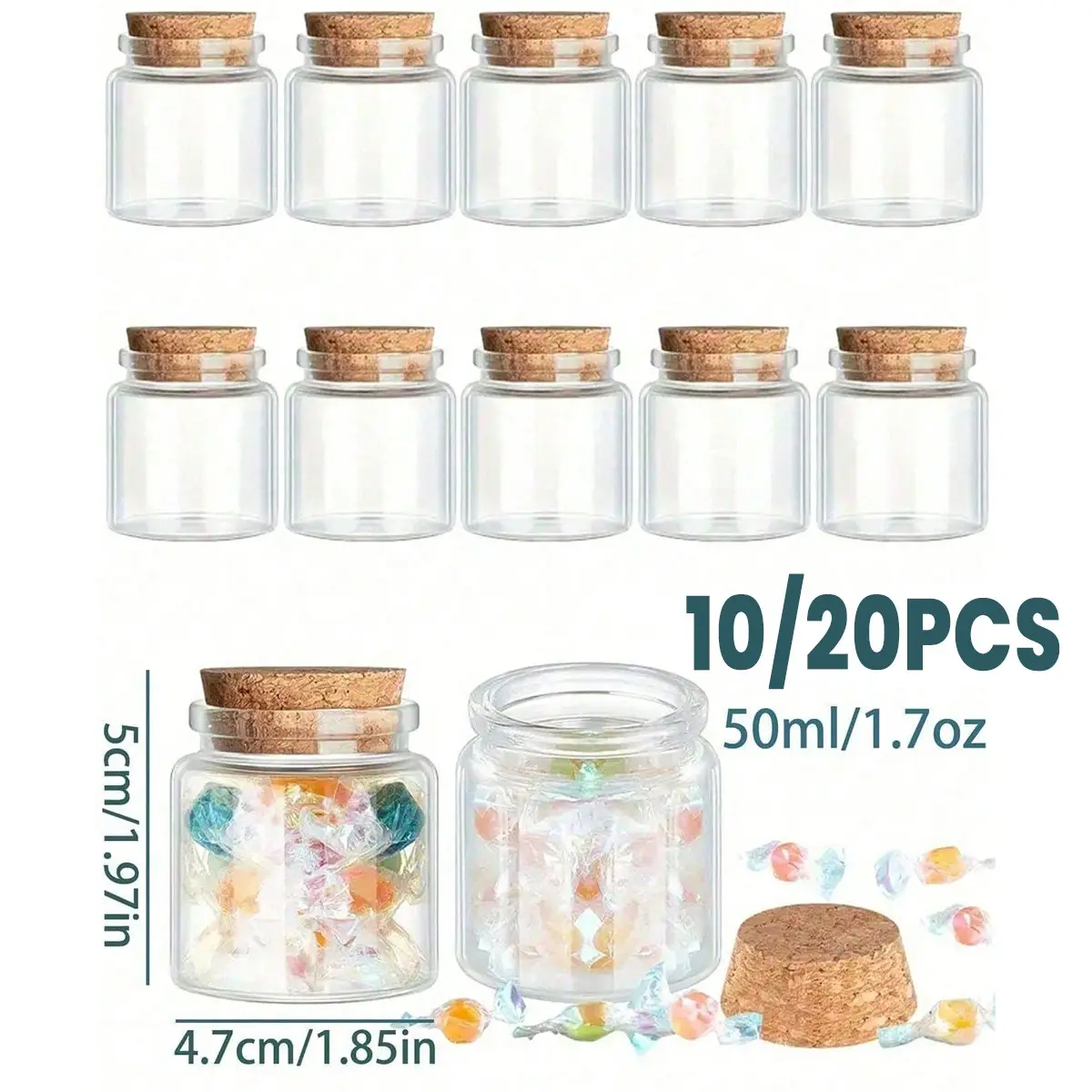 47mm Cork Stopper Glass Bottle, Drift Bottle, Test Tube, Incense Bottle, Cordyceps Flower Tea Bottle, Star Wish Bottle