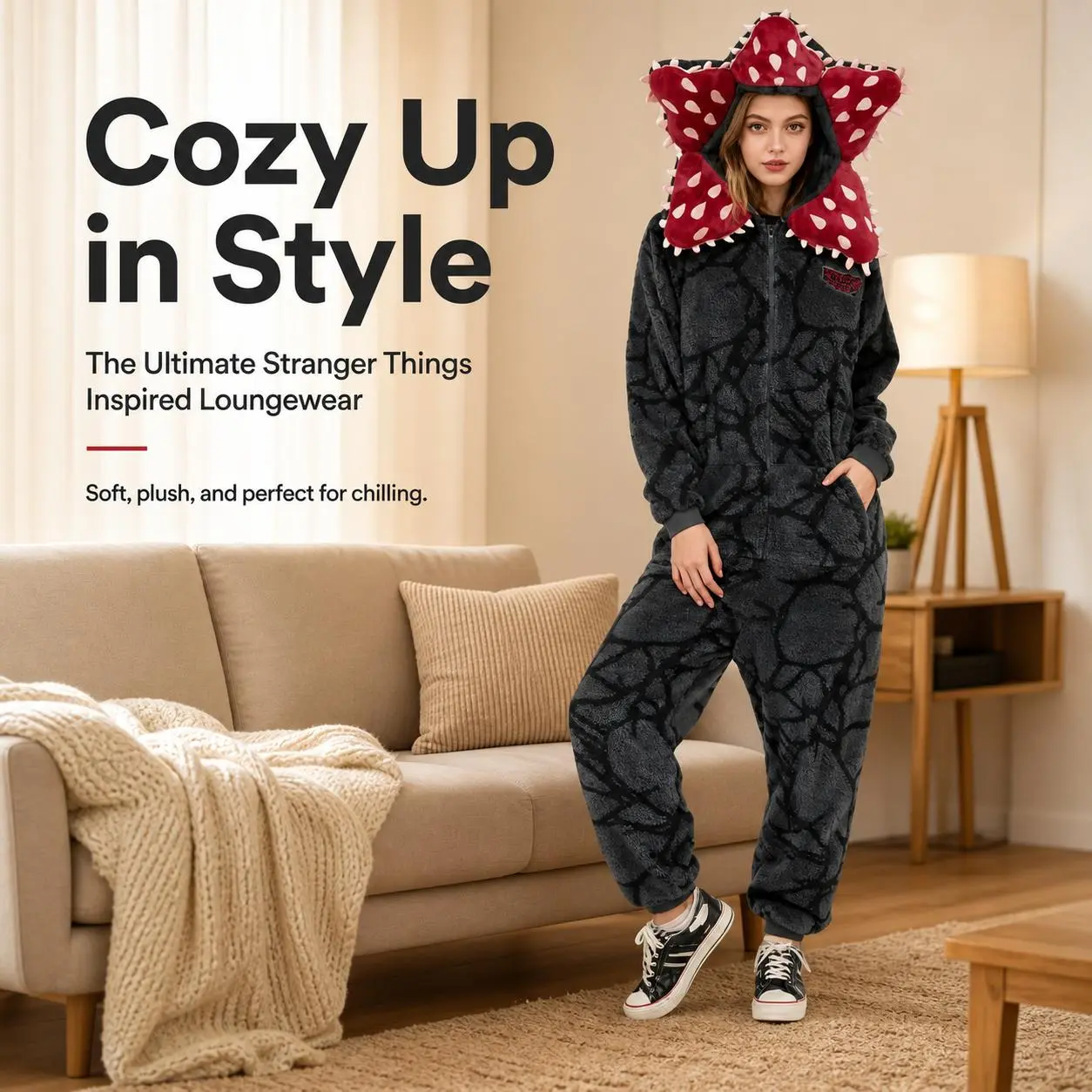 Stranger Things Demogorgon Fleece Onesie Halloween Cosplay Pajamas