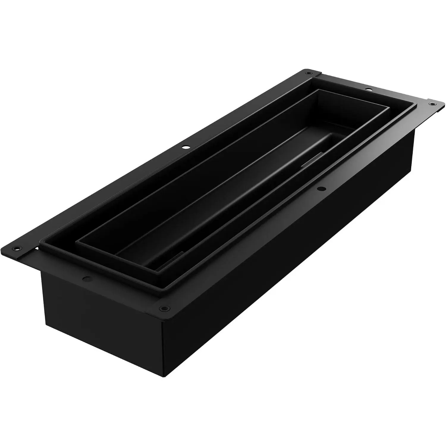 Matte Black Flush Floor Vent [Lite] - 3"x10", 1 Pack - ABS Plastic, Minimalist Design, HVAC Compatible, Single Airflow, Customizable with Any Flooring Material, Professional Installation