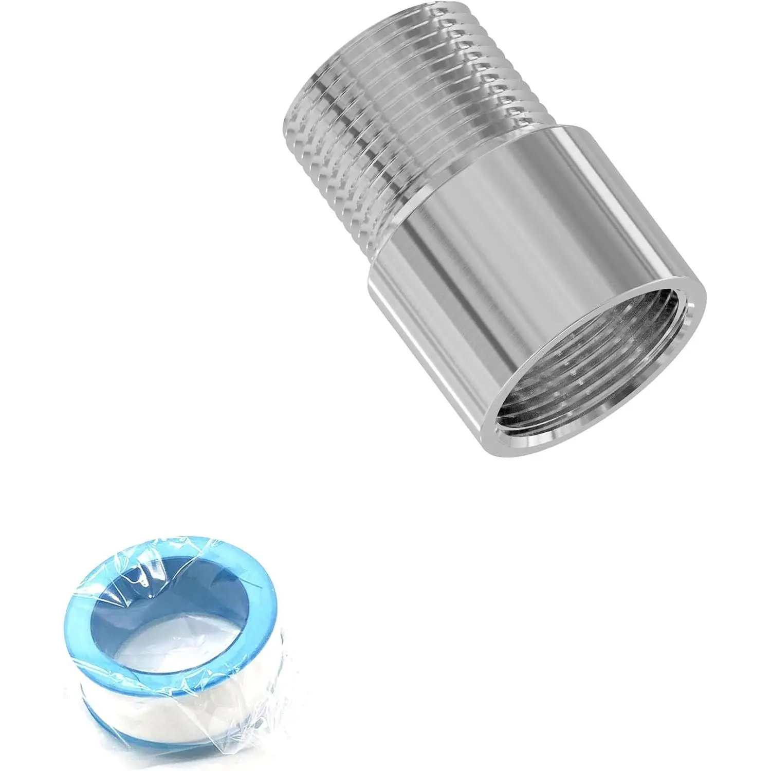 Shower  Extension Arm Extender, 1/2PT, 30mm | Stainless Steel, Male to Female Thread, 1.18" Length, Cast Pipe Fitting Coupler, Extension Tube Bathroom Accessory