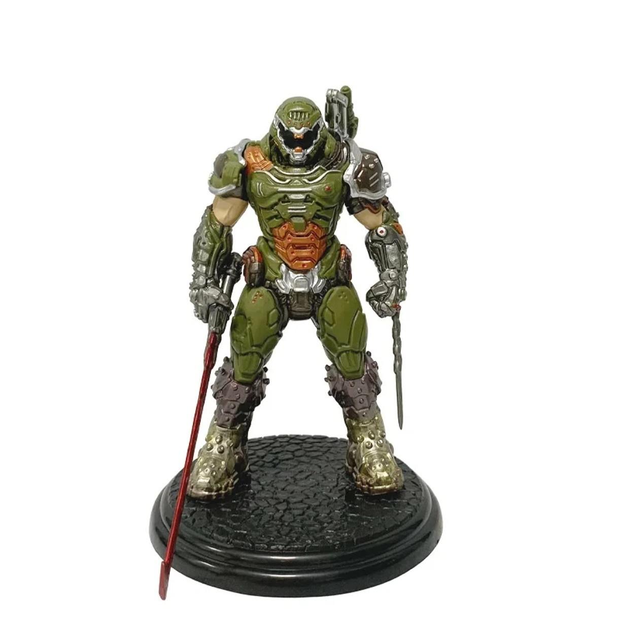 21CM Doom Slayer Eternal Action Figure PVC Collectible Model Statue Destroy Hunter Arkham Figurine Desktop Decor Decompression Toy Birthday Gift For Kids And Adults Gamer Collection Viral Toy Gift