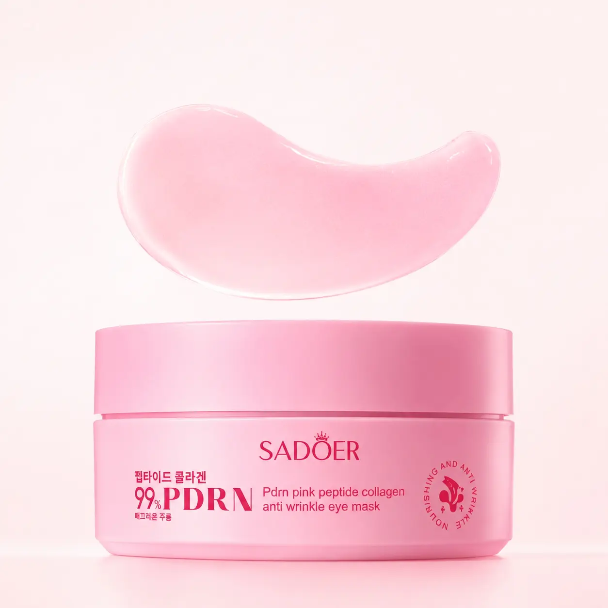 PDRN Pink Caffeine Collagen Glowing Eye Patch for Night CareㅣFuller-Looking Eye Area, Under-Eye Puffiness, Dark Circles Care for Smooth, Radiant & Youthful-Looking | Korean Skincare
