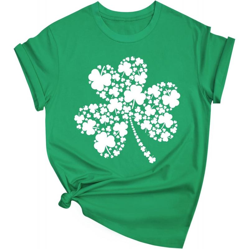 St Patrick's Day Shirts for Women:Lucky Irish Shamrock Crew Neck Short-Sleeve Graphic Higher Quality Printed T-Shirt