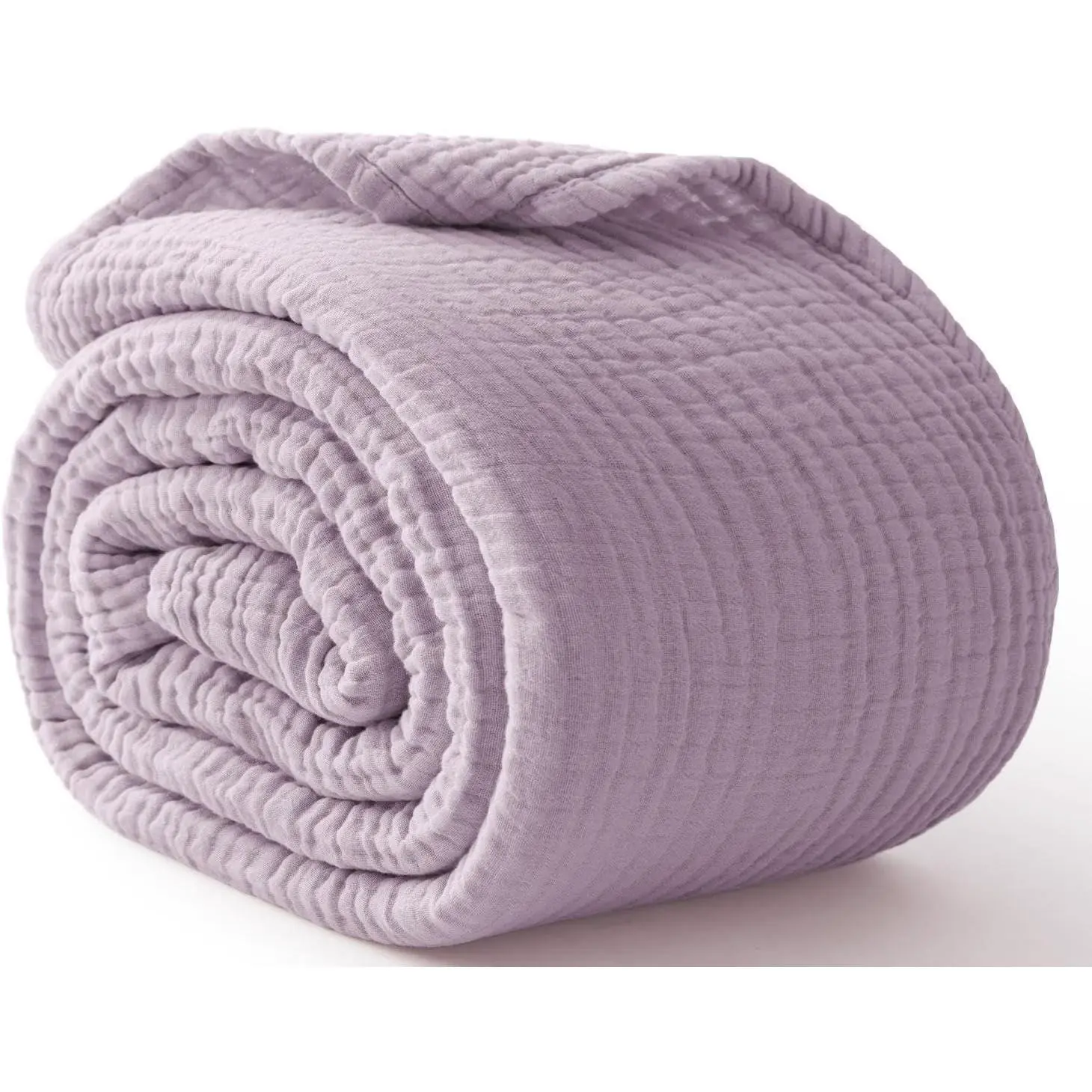 100% Cotton Muslin Blanket Large 50" x 70", 6 Breathable and Lightweight Cotton Throw Blanket for Bed and Couch, Soft Bedspread, Gauze Blanket for Adults All Season, Lavender