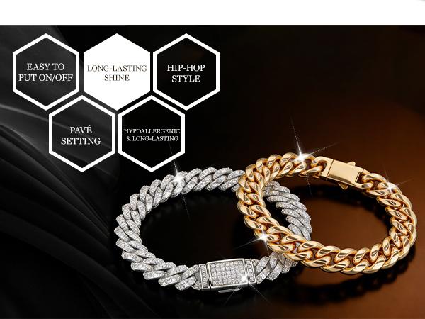 24K Gold-Plated Chunky Cuban Link High Gloss Bracelet/Necklace Durable Statement Hiphop Jewelry For Man Women