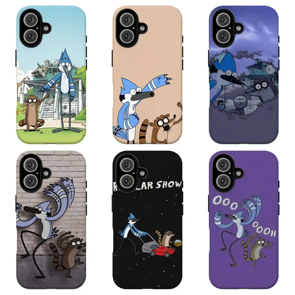 FL-R3gular Sh0w Mordecai & Rigby Retro Cartoon Phone Case,Y2K Funny Cartoon Protective CoverSuitable for iPhone 17-11 Pro Max/Plus and  Samsung Galaxy S23-25