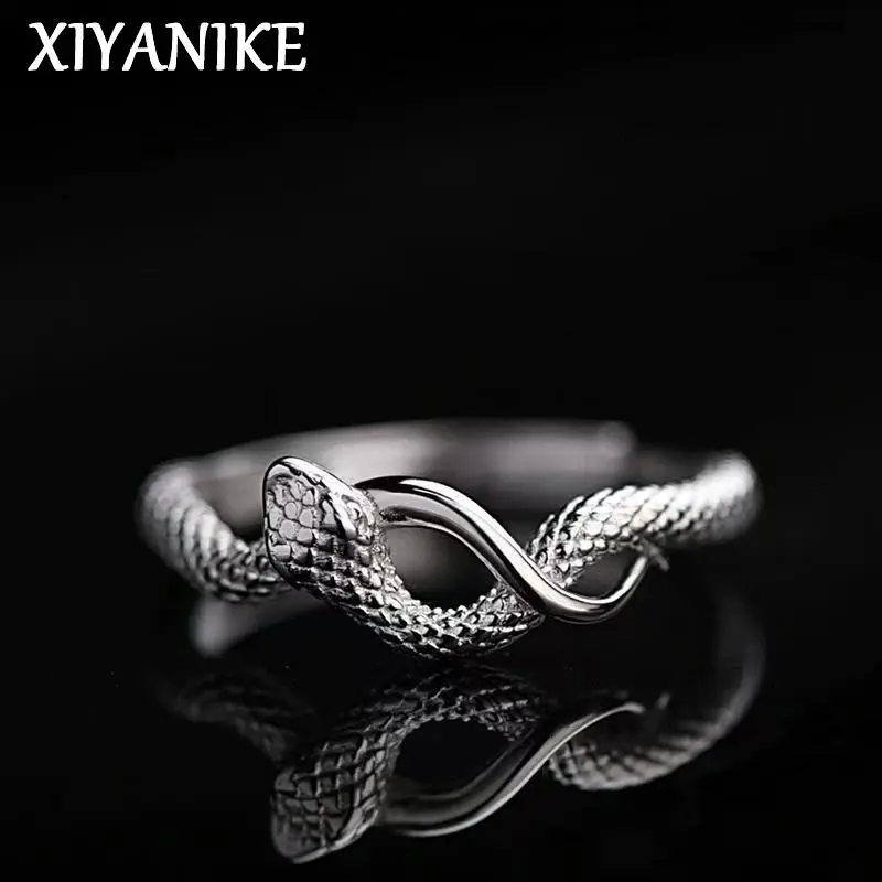 XIYANIKE Punk Cool Vintage Snake Coiling Finger Rings For Men Women Male Fashion New Year Jewelry Gift Party anillos mujer