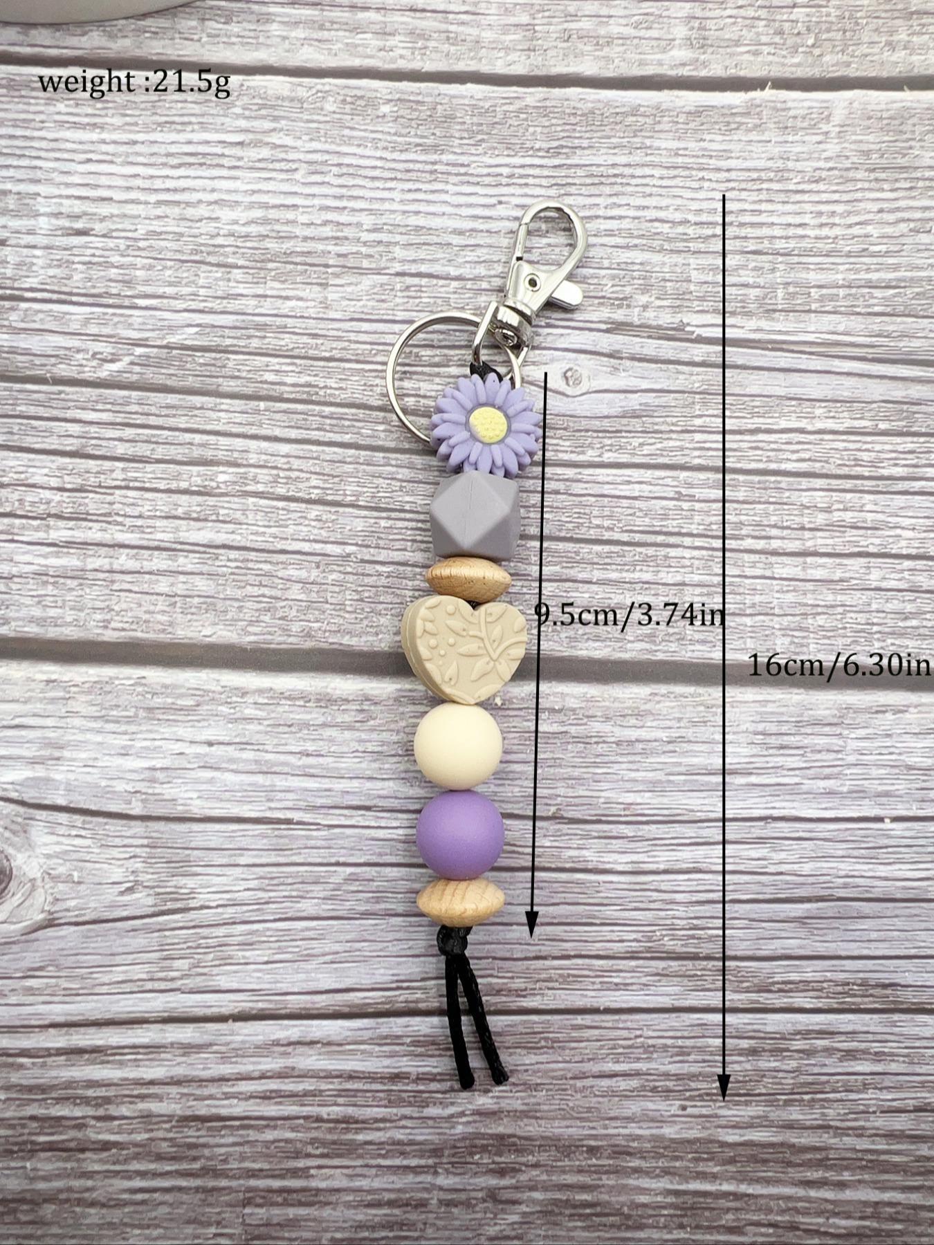 Colorful Flower Design Beaded Keychain, Boho Style Beaded Decor Keychain For Women & Men, Cute Trendy Accessory, Bag Decoration, Keychain Bag Pendant