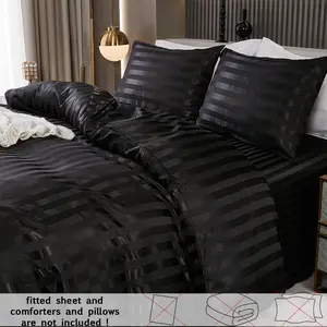 2/3-piece hotel luxury satin-pattern bedding set, suitable for queen/king size beds, made of durable microfiber cotton-like fabric with a zipper closure for wrinkle-free, hypoallergenic, and skin-friendly comfort. Includes 1 duvet cover + 2 pillowcases