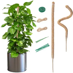 2 Pack 27.5 Inch Bendable Moss Pole for Plants Monstera - Coco Coir Plant Support Stakes for Climbing Indoor Pothos, Potted Climbers & Philodendron - Flexible Stick Kit with Full Garden Ties
