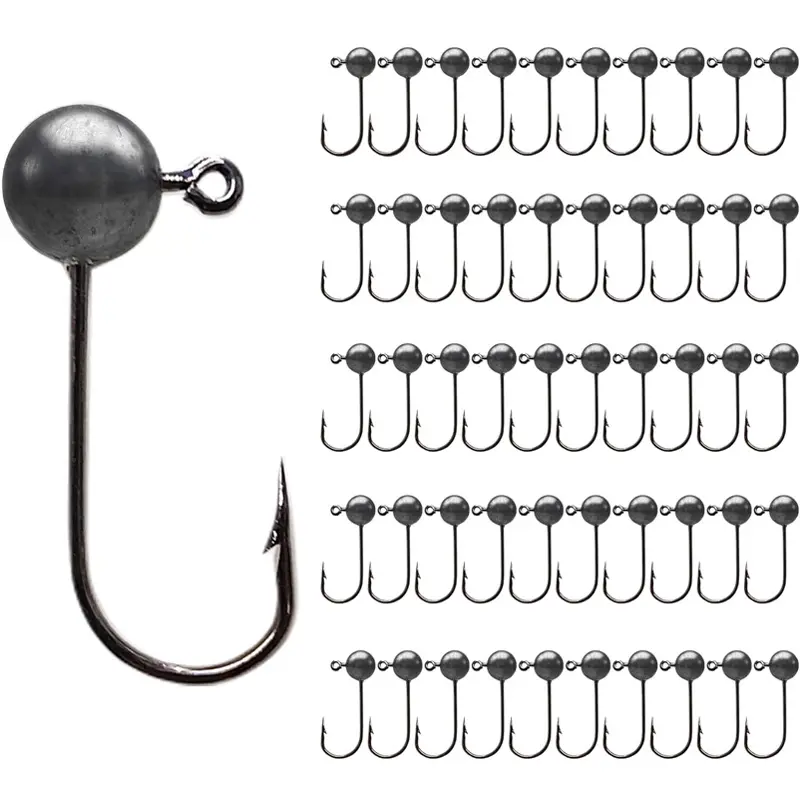 100pcs Round Ball Jig Heads Hook Crappie Jig Head Fishing Hook 1/64oz 1/32oz 1/16oz For Fly Fishing DIY Lure Making, Bass Crappie Trout Jighead Hooks