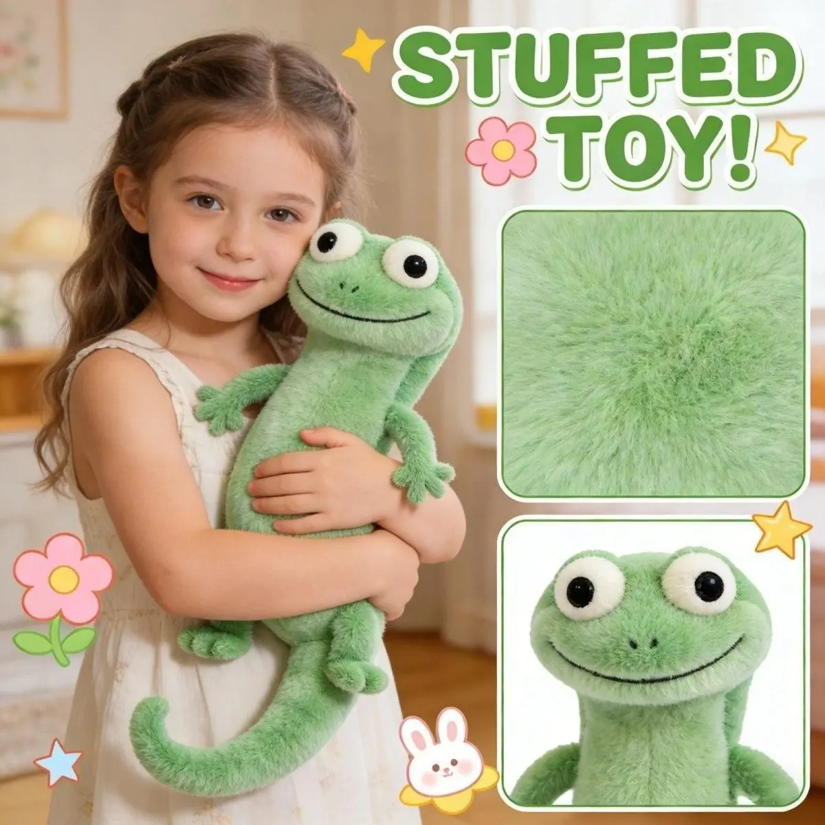 New Lizardtom Cartoon Plush Stuffed Lizard Toy Doll Figure Collectible, Soft and Cuddly Reptile Plaything for Kids and Adults