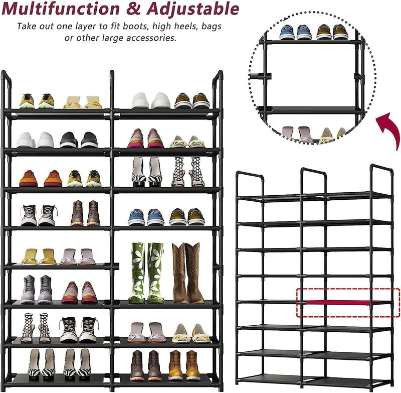 Shoe Rack Storage Organizer Metal Tall Free Standing Shelf for Closet Entryway Bedroom