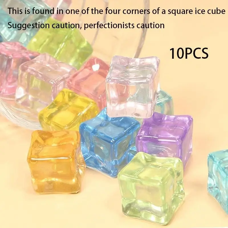 Simulation Night Glow Ice Cubes, Colorful Transparent Square Bar Utensils Photography Props, DIY Handmade Decorative Ornaments, Party Accessories