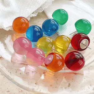1 Pair Candy-Colored Round Stud Earrings, Dopamine Style Sweet Style, Multi-Color Optional All-Match Ear Jewelry