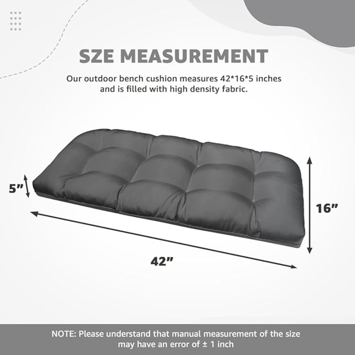 DANGHOOGY Outdoor Bench Cushions, Waterproof Patio Loveseat Cushions for Outdoor Furniture, Thick Love Seat Bench Cushions, 44" x 19" x 5", Grey