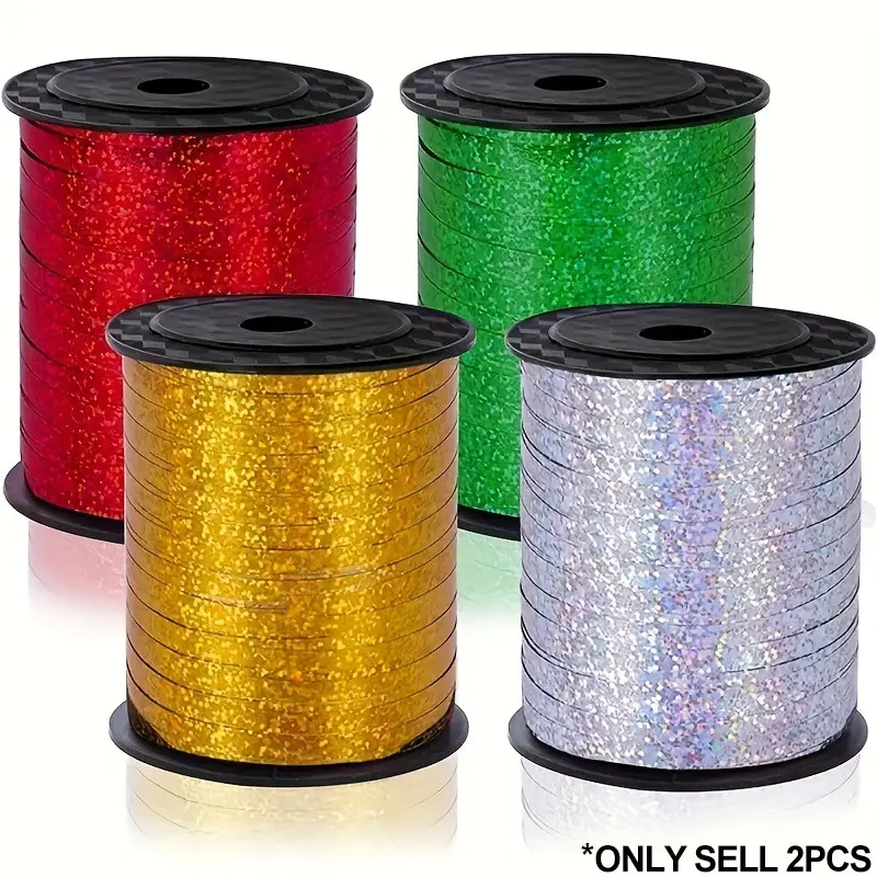 2-roll curved ribbon, balloon string ribbon, metal ribbon used for gift packaging, wedding and birthday party decoration, gift packaging ribbon, Christmas ribbon, balloon ribbon, gift packaging supplies