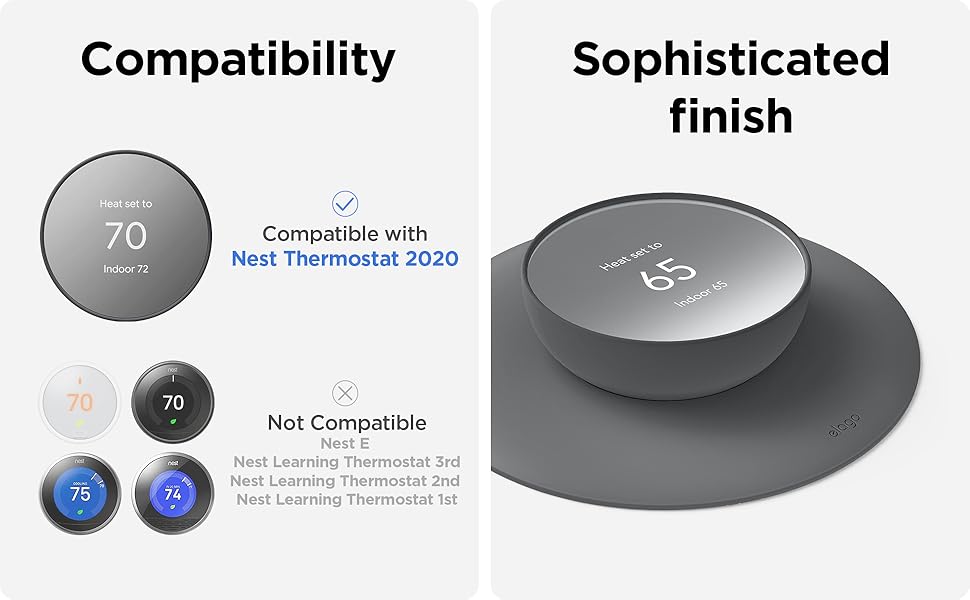 Wall Cover Plus 2 Compatible with Nest Thermostat 2020 [Charcoal] - Polycarbonate, Easy Installation, Complementary, Perfect Fit