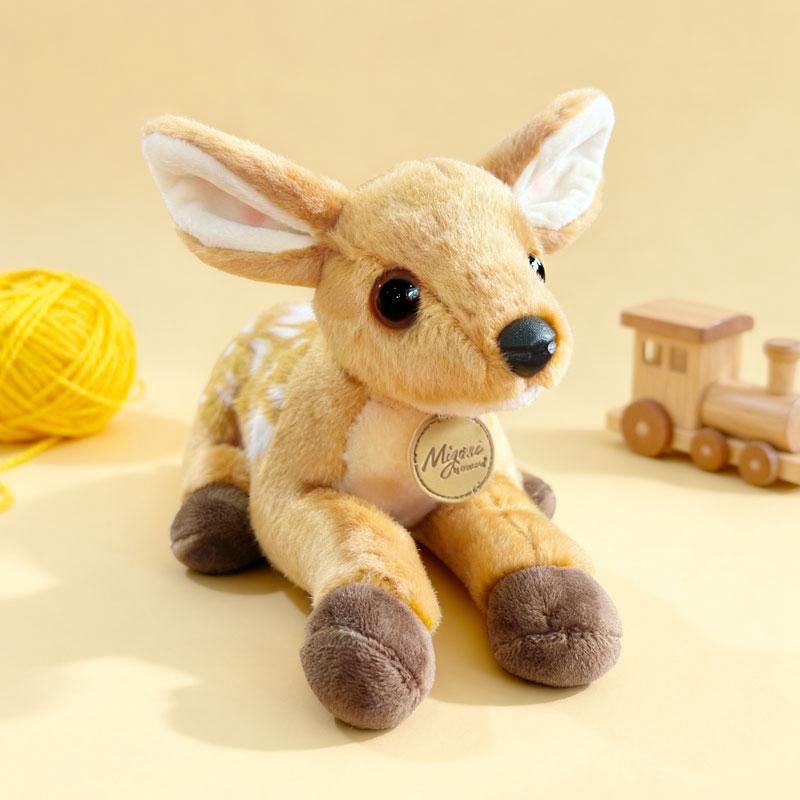 25cm Lying Kawaii Sika Deer Plush Toy Dolls Imitation Soft Cartoon Deer Stuffed Dolls Christmas Home Decor Plush Pillow