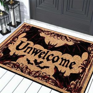 halloween themed door mat, creative bat pattern non-slip floor mat, decorative carpet for home living room bedroom kitchen outdoor garden