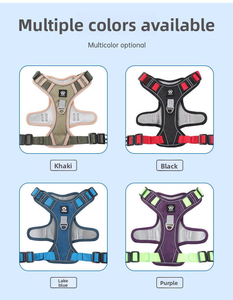Cross-border large dog leash, anti-shock dog harness, reflective dog walking leash, vest-style collar for medium and large dogs