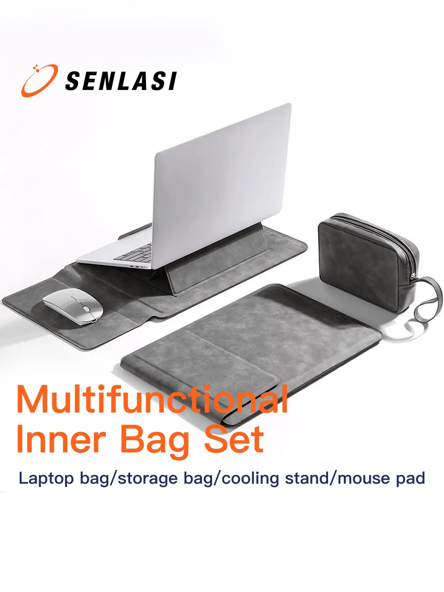 13/14/16 Inches Laptop Sleeve Bag, PU Leather Protective Cover, Padded Bracket Support, Mouse Pad, for Macbook, iPad, Hp, Acer, Chromebook, Surface, Laptop Bags