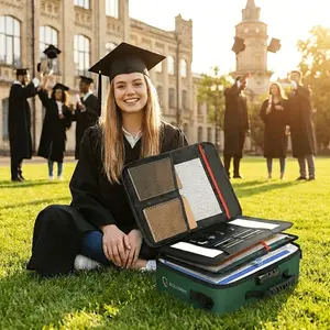 1 Lockable Fireproof Document Bag with Reflective Strips (17 x 11.8 x 5 inches), Essential Documents Storage Bag with Multi-Layer Document Organizer, Graduation Decoration "Class of 2026"