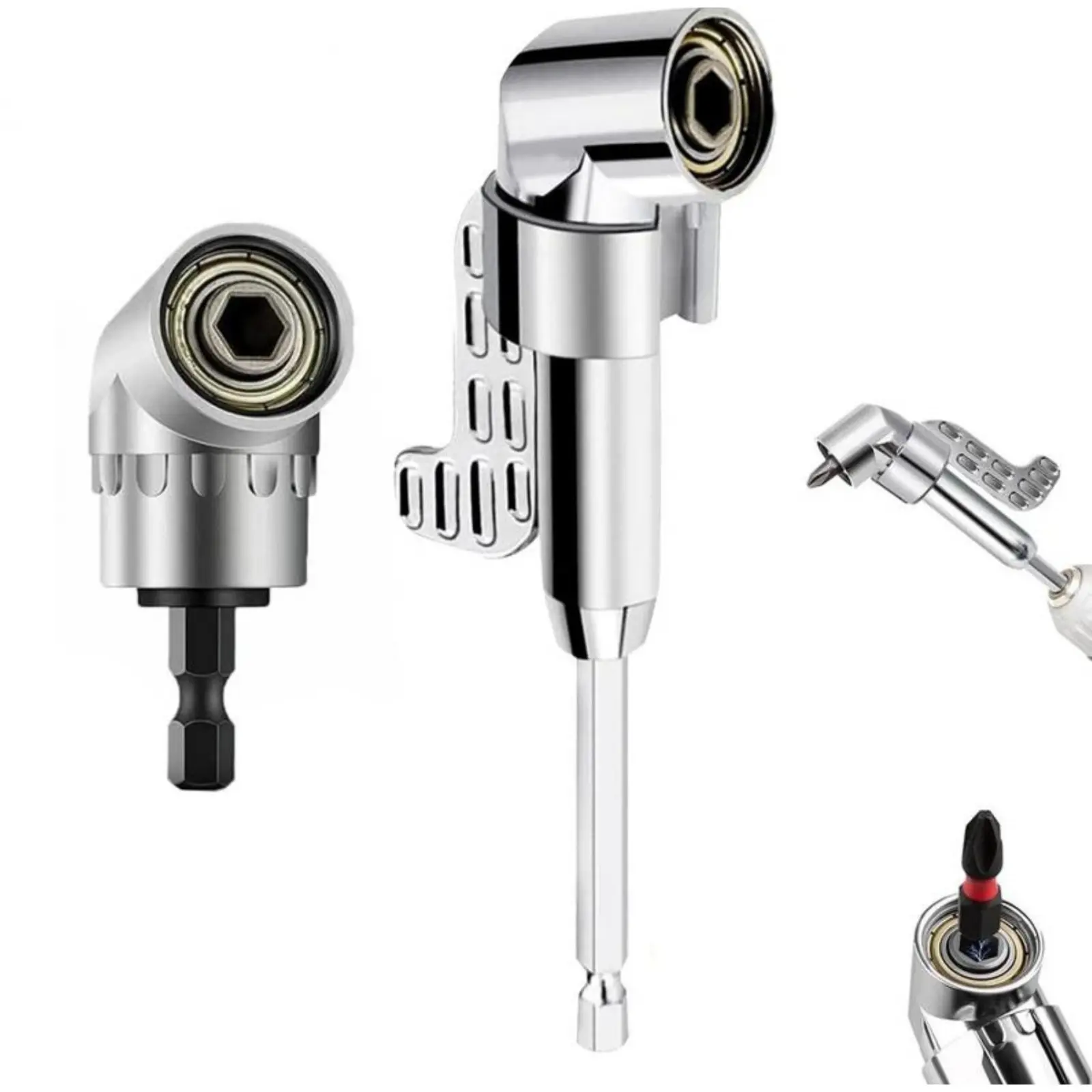 105° Angle Corner Drive Transfer Fitting, 1/4" Hex Interface Hex Shank Bendable Fastener Turning Adapter for Drilling, Compatible with Electric Drill Driving Tools