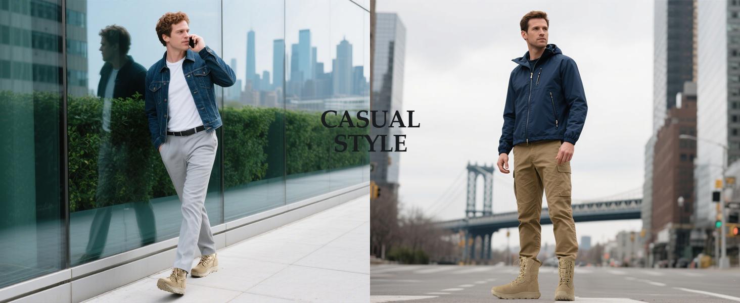 FREE SOLDIER Men's Tactical Boots 8 Inches Military Lightweight Durable Hiking Motorcycle Combat Waterproof Boots