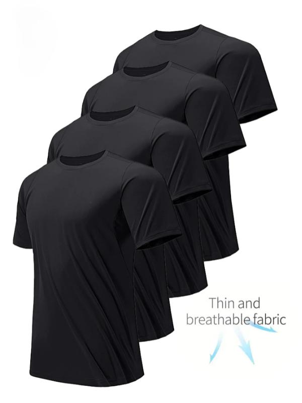 Kyn Apparel 4-Pack White black Men's T-Shirt Thin Solid color Quick Drying Breathable Sweat-Absorbent Shirt Suitable for Fitness Gym and Run