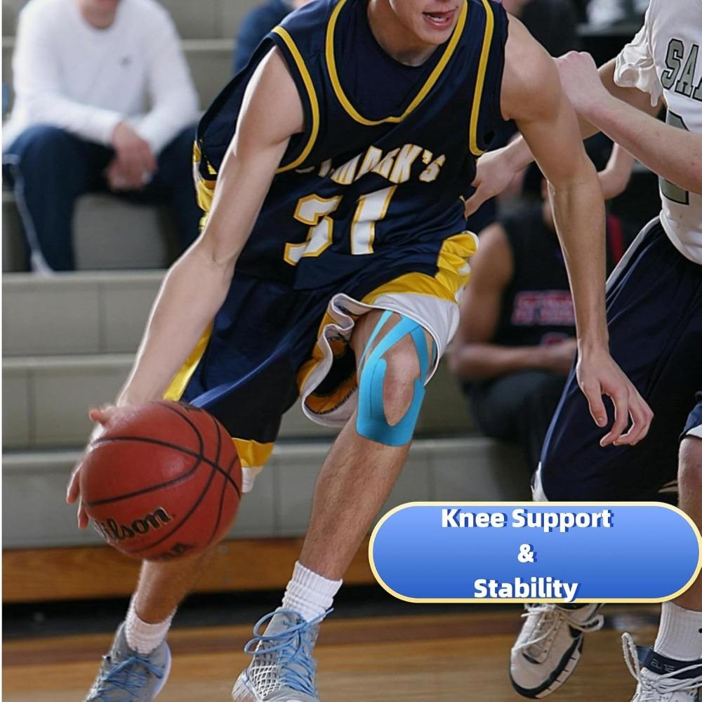 20 Pcs Kinesiology Tape for Knees, Knee Support and Stability, Relief Athletic Tape Waterproof and Elastic, Blue Tape Sport