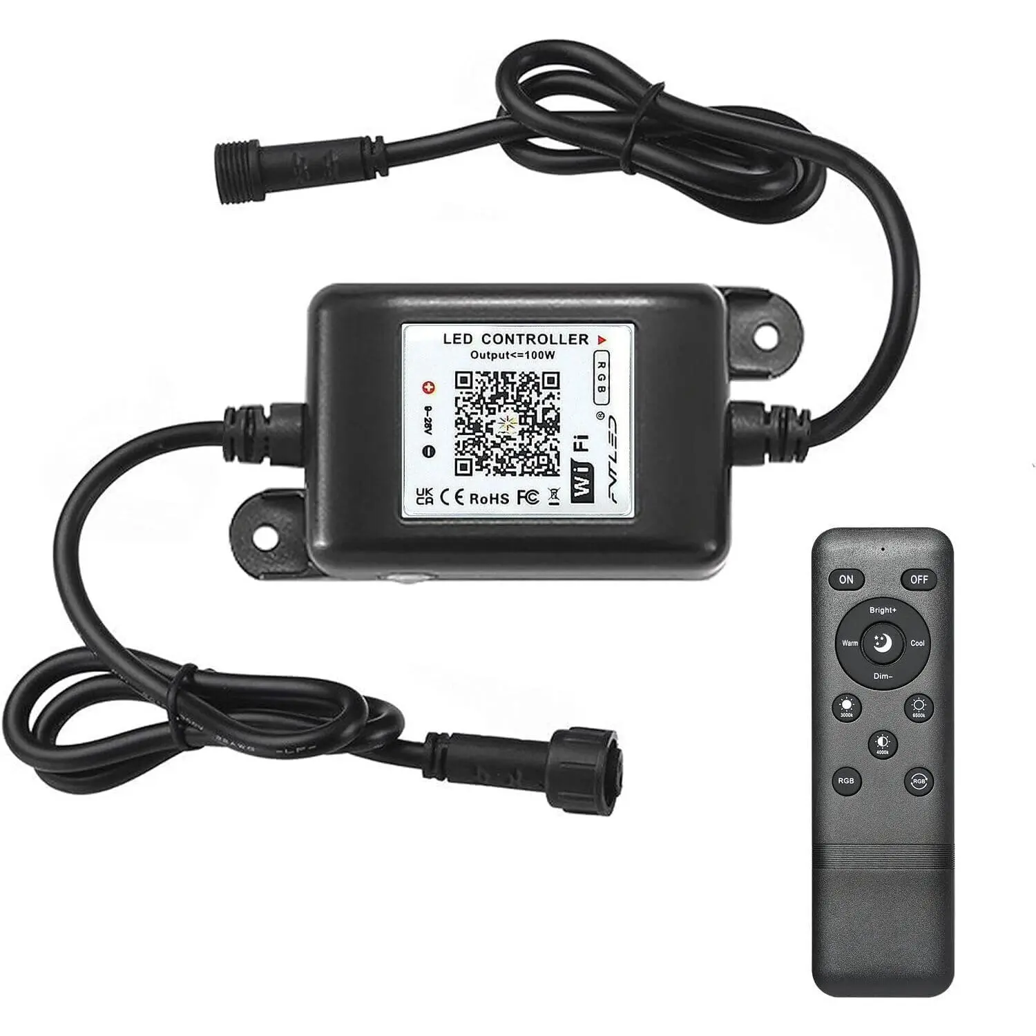LED WiFi RGB Controller,  for  RGB LED Deck Lights | 4 Pin  Controller, Comes With a Remote, Working with Android and iOS System Free App