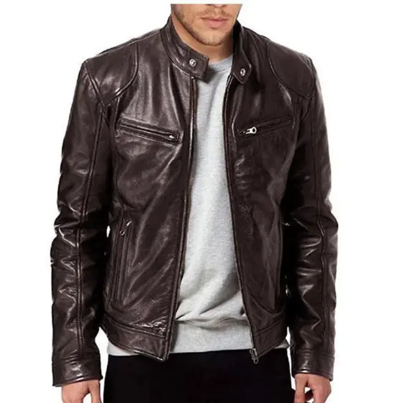 Men's Vintage Biker Coats in Genuine Lambskin Leather, Black Motorcycle Jacket, Fashion Outerwear Tops in Sizes M, L