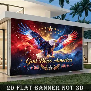 1pc 2D Flat American Flag Wall Tapestry - Framed Red White Blue Patriotic Banner with Iconic Independence Day Motifs, Suitable for 250th Anniversary & 4th of July Decorations, Outdoor Decor for US Pride & Nation Pride