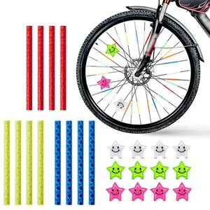 24-Pack Colorful 360° Visible Bicycle Reflective Spoke Clips, Kids' Cycling Safety Accessories, Reflective Material Construction, Easy Installation upgrade mtb