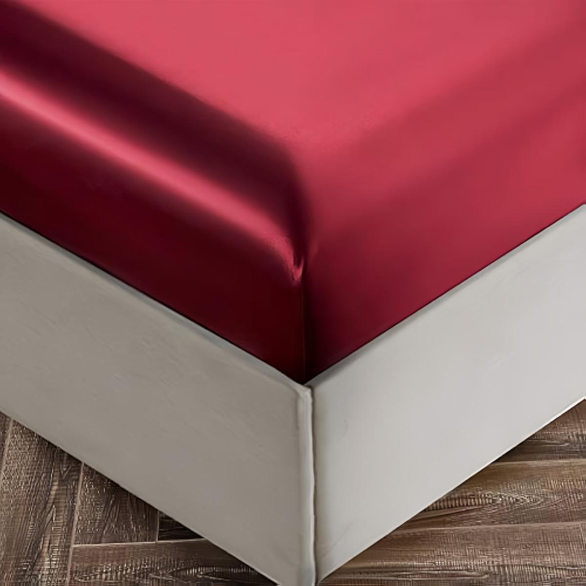 Solid Color Satin Bedding Set, 3/4 Counts Includes 1 Flat Sheet, 1 Fitted Sheet, and 1/2 Pillowcase without Filler, Soft Mattress Protector, Room Accessories, Satin Bed Sheets