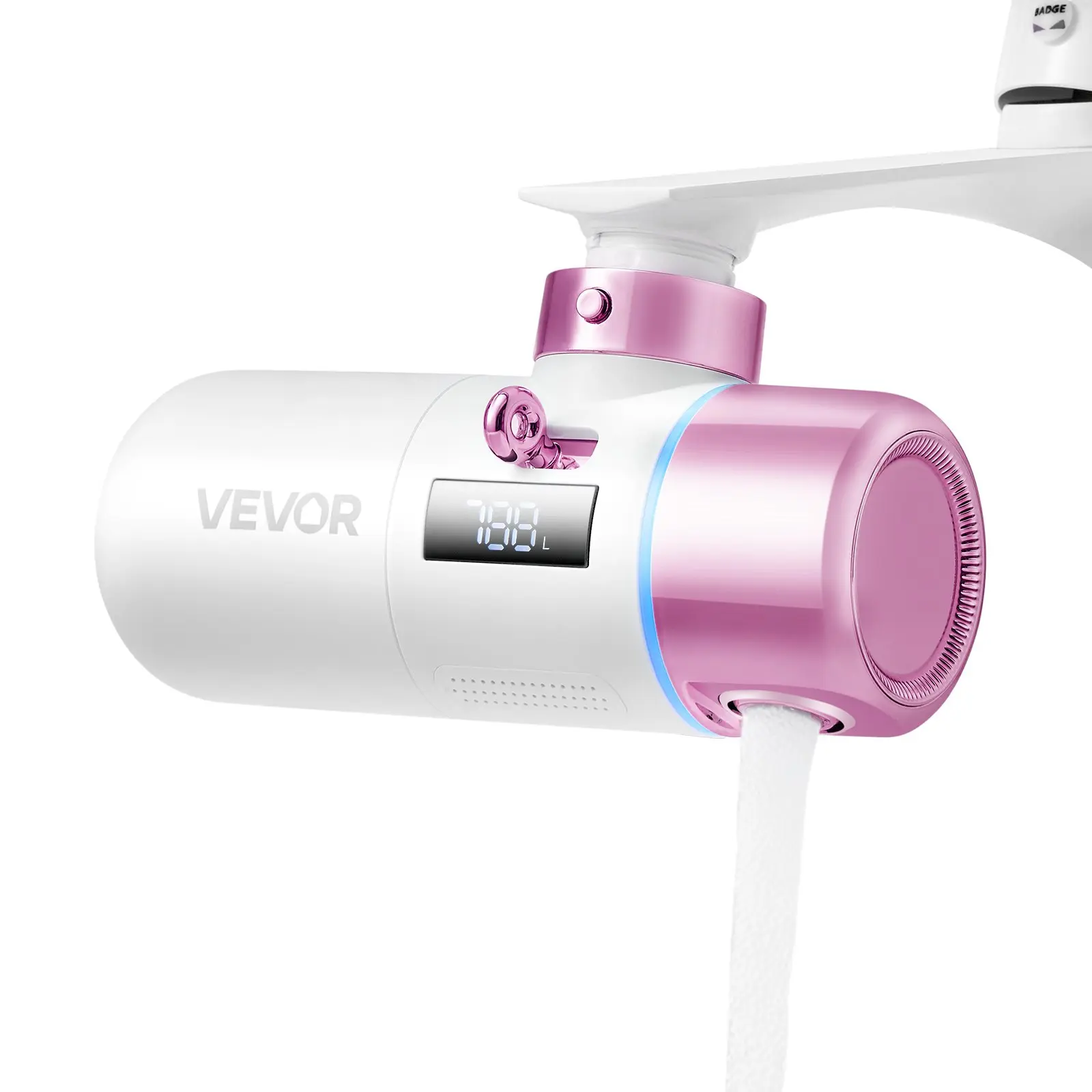 VEVOR Skincare Water Filter, Faucet Mount Water Filters with Micro-nano Bubble for Skin, Sink Tap Purifier, Removes Chlorine with 1 Filter, for Kitchen and Bathroom Faucets, Pink+ Gold