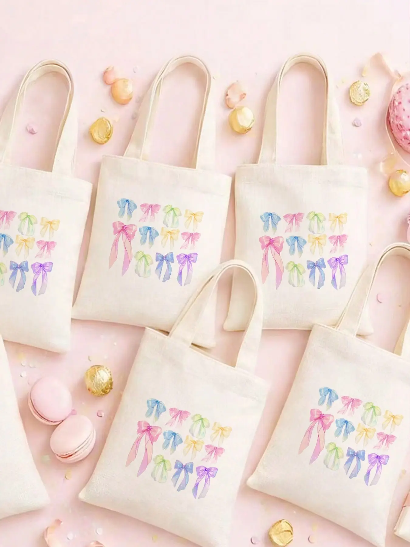 Small Canvas Tote Bag, Princess Heart Butterfly Theme Party Gift Bag, Birthday Festival Valentine Mother's Day Graduation Party Supplies