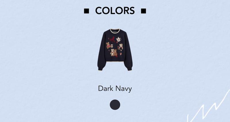 Cider [size 2-10] Knit Round Neckline Bear Bowknot Contrasting Binding Long Sleeve Top