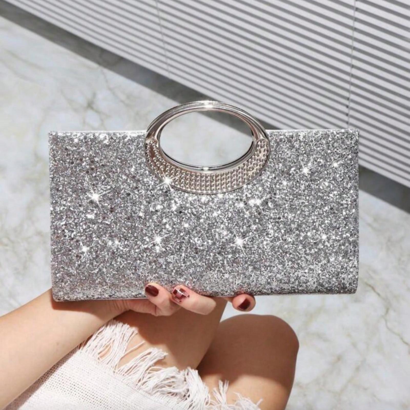 Rhinestone Decor Clutch - Lightweight Casual Party Crossbody Mini Shoulder Bag for Bridal Evening Bucket Fashion Dinner Glamorous Elegant Exquisite Quiet Luxury Handbag for Party Girl Woman Bride