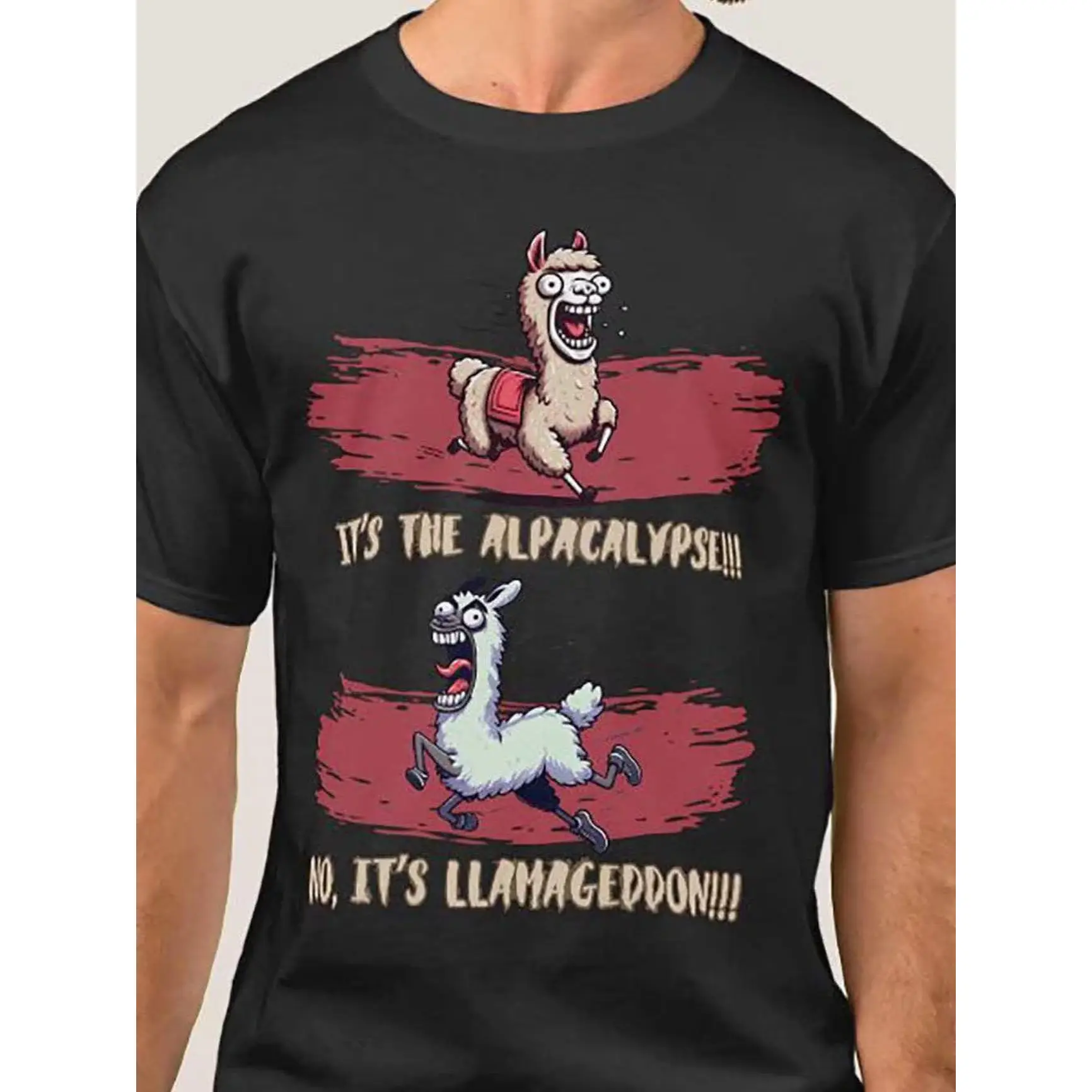 Funny Alpaca Llama Alpacalypse Cartoon Graphic Oversized Cotton T-Shirt, Cute Fashion Outfit, Great Gift For Him Her, Birthday Present For Animal Lover
