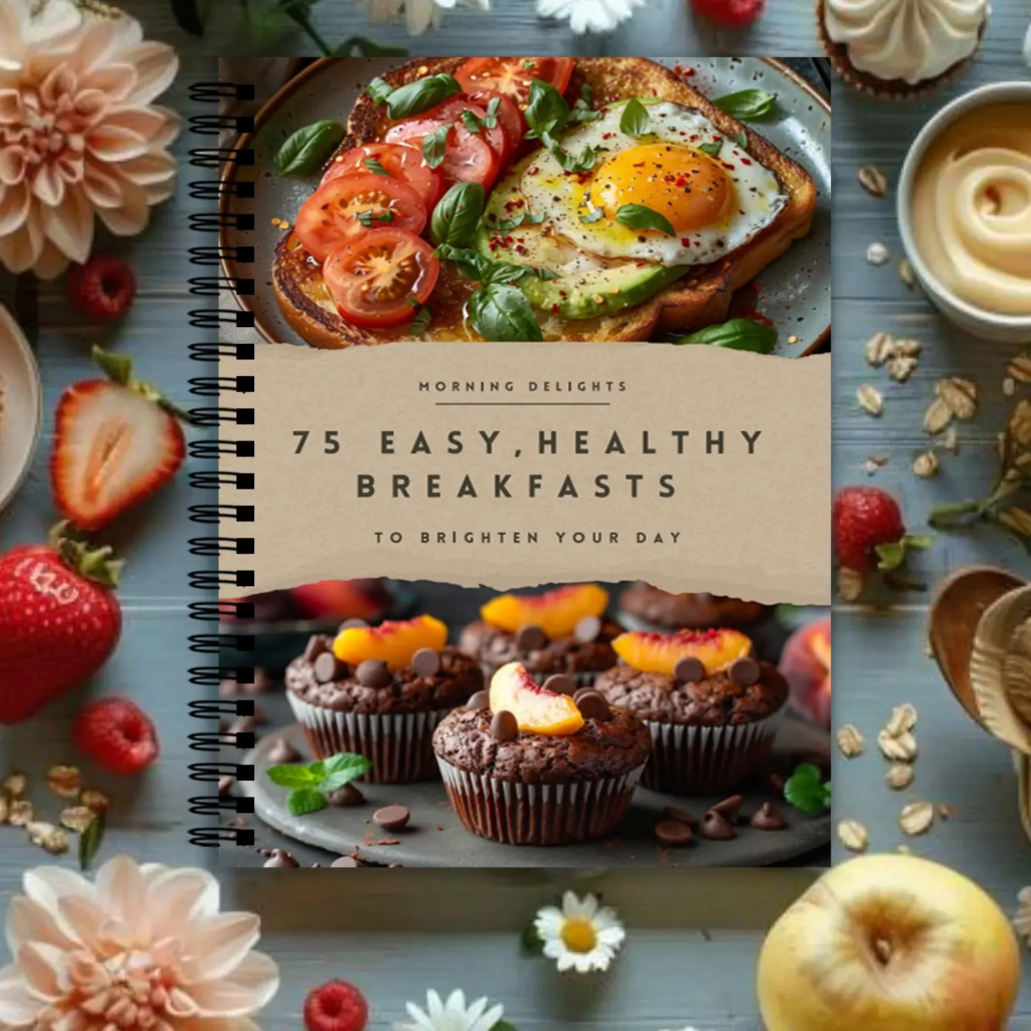 Easy Healthy Breakfast Recipes Book, 75 Simple Breakfast Ideas, Diet Planning Journal, Health Food Recipe Guide, Morning Meal Planner, Delicious And Healthy